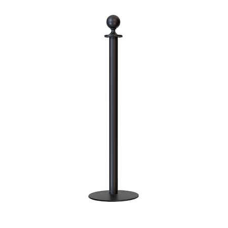 Montour Line Stanchion Post and Rope Flat Base Black Post Ball Top P400-BA-BK